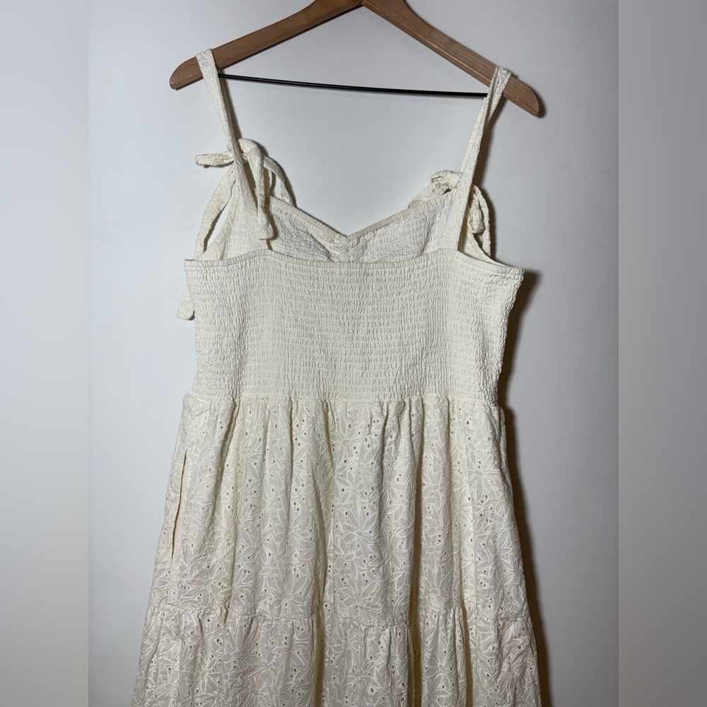 MADEWELL Eyelet Lucie Tie-Strap Tiered Midi Dress Off White Sz XL - Picture 8 of 11